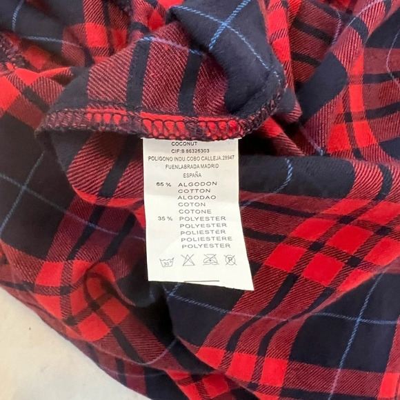 Coconut Woman L Plaid Button Down Shirt Red Navy Blue Checked - Picture 11 of 12